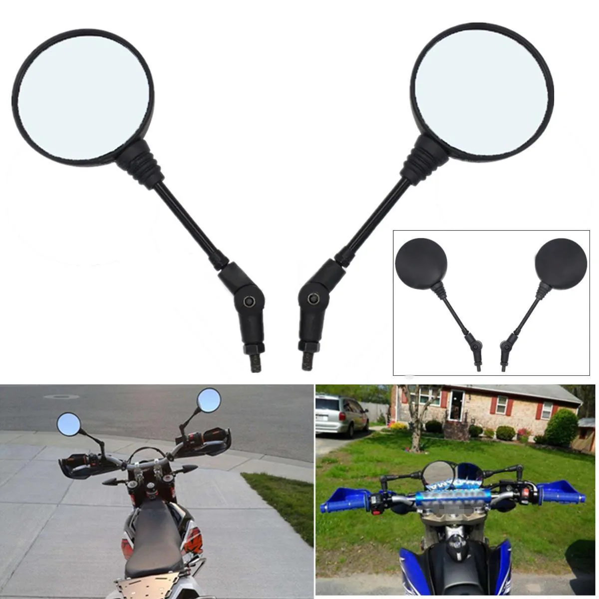 

2pcs/set Universal Round Motorcycle Folding Rearview Side Mirror For Honda