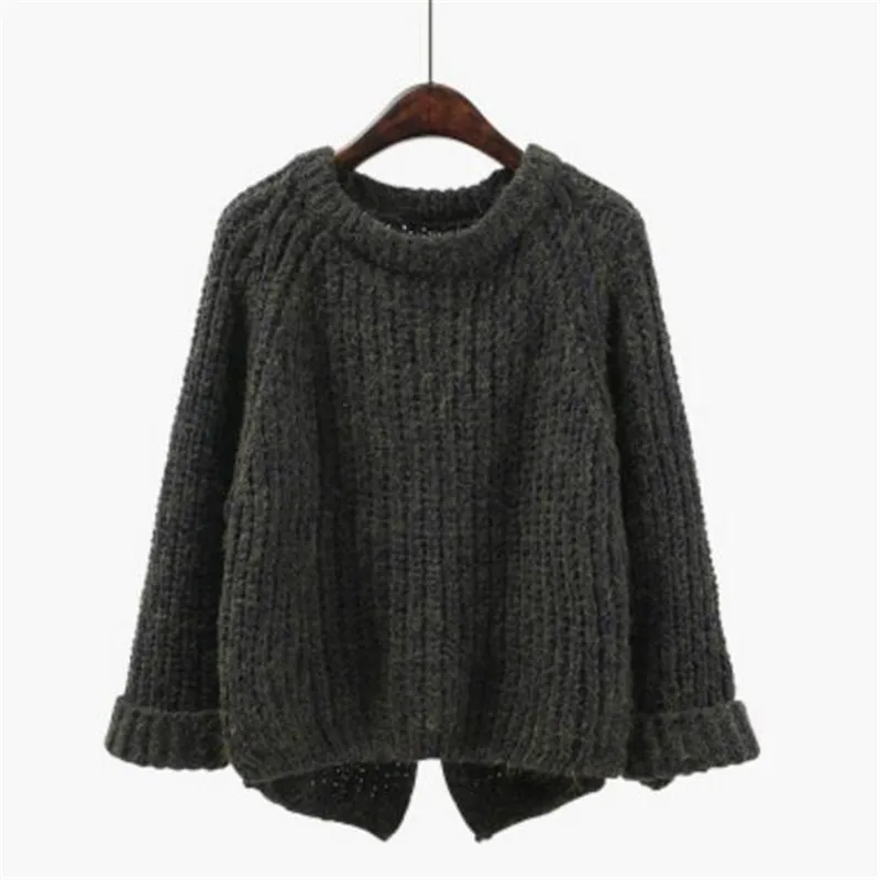WKOUD Candy Colors Back Split Sweaters WomenBatwing Sleeve Knitted Pullovers Wide Needles Knitwear Jumper Streetwear M8196 | Женская
