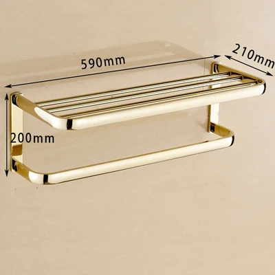 towel rack only Серия FZ золотые полированные толстые аксессуары для ванной комнаты, набор аксессуаров для ванной, Полка для полотенец, держатель для бумаги, тканевый крючок 414 г - Цвет: towel rack only