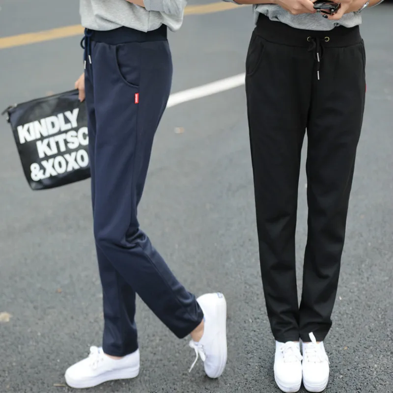 Женские спортивные брюки на шнурке свободные штаны для пробежек тонкие с высокой