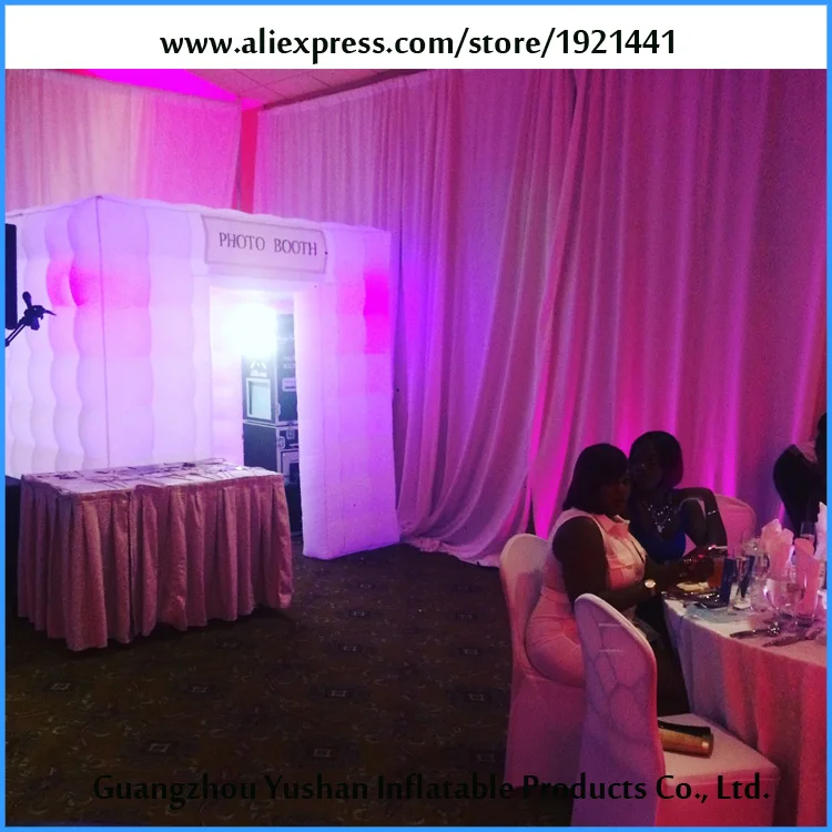 

8ft white cube LED lights inflatable portable photo booth purchase for party