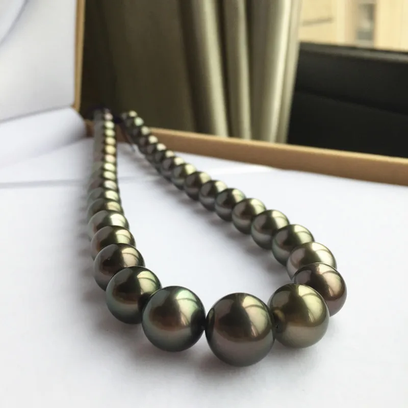 Женский подарок 925 пробы слова настоящий Перманентный Таити черный жемчуг