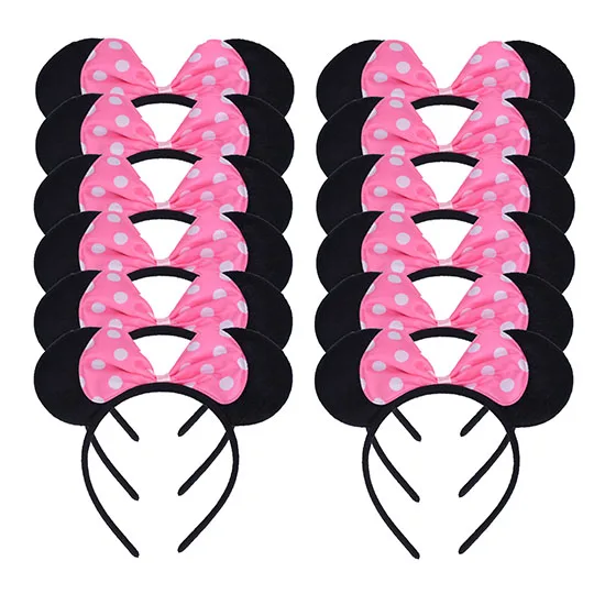 12 Pink 12 шт. Микки Минни уши блестки Смешанная повязка на голову сувениры для вечеринки ко дню рождения Детская повязка для волос(2Red 2 Rose 2 Black 3 Rose Sequin 3 Pink Sequin 3 Pink Sequin - Цвет: 12 Pink