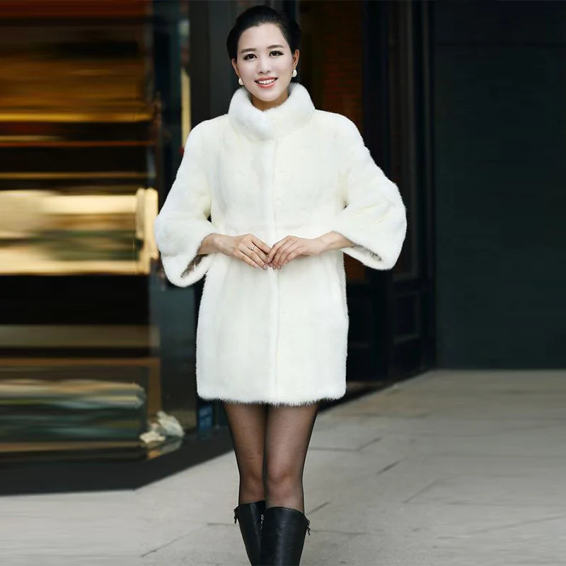 Длинная Шуба зимняя модная женская шуба из искусственного меха норки меховая