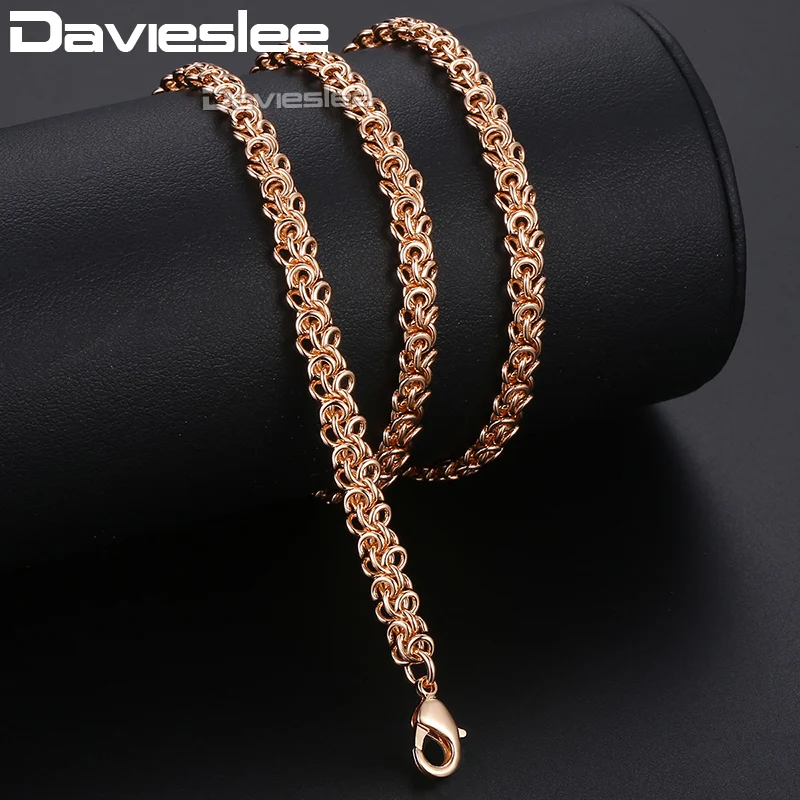 

Davieslee Mens Womens Necklace 585 Rose Gold Color Swirl Link Chain Necklaces For Men Woman Jewelry Dropshipping 6mm DCN13