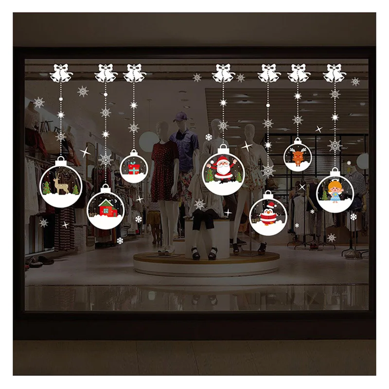 Christmas Room Santa Claus Snowmen Elk Wall Stickers Window decor | Дом и сад
