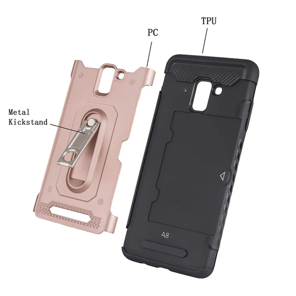 Армированный чехол для Samsung Galaxy A8 2018 Plus держатель карт с подставкой A530F A730F |