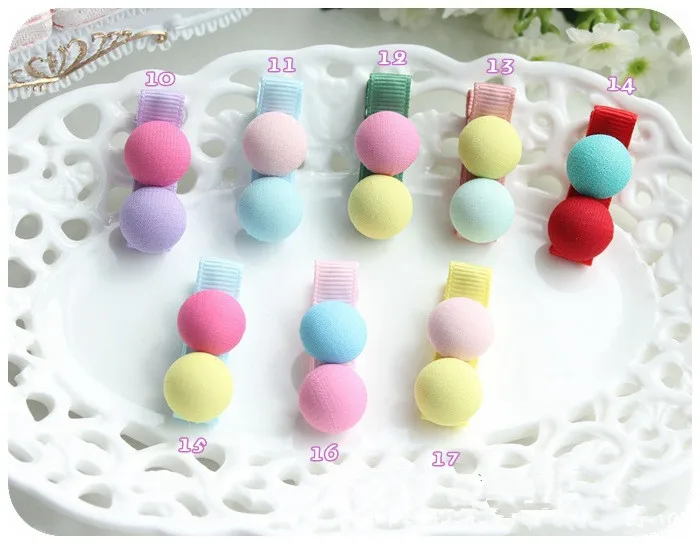 50pcs Boutique Cute Felt Pom Hairpins Solid Mini Ribbon Button Hair Clips Princess Headwear Fashion Accessories |