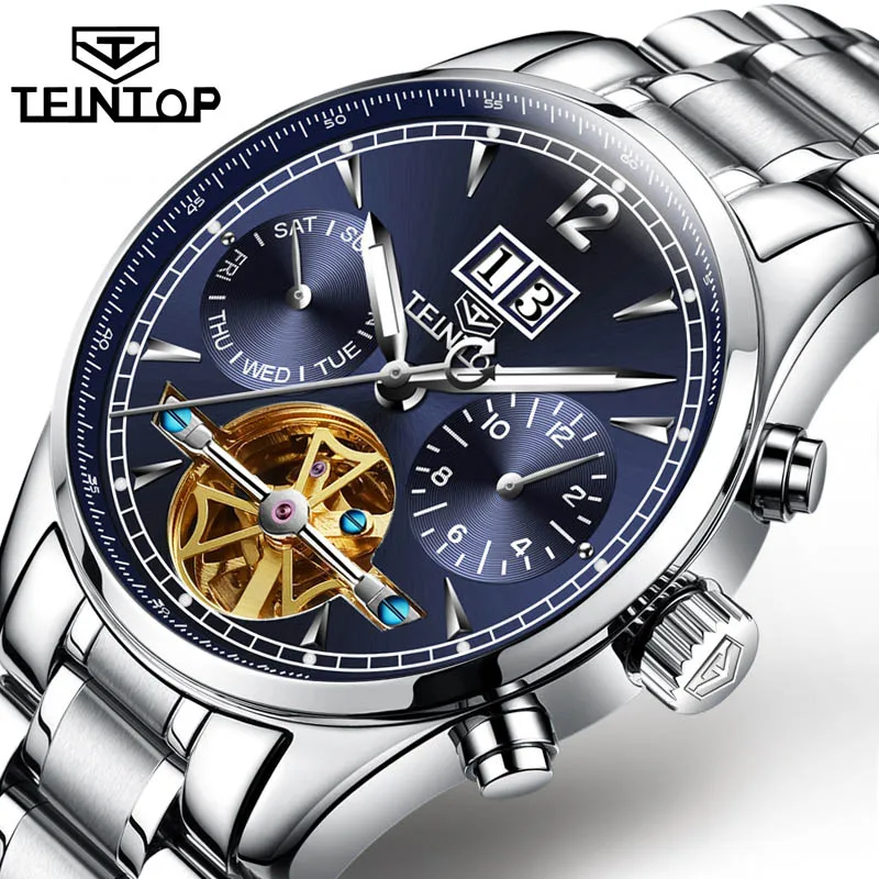 

Mens Watches TEINTOP Top Brand Luxury Automatic Mechanical Watch Men Full Steel Business Waterproof Sport Watch Relogio Masculin