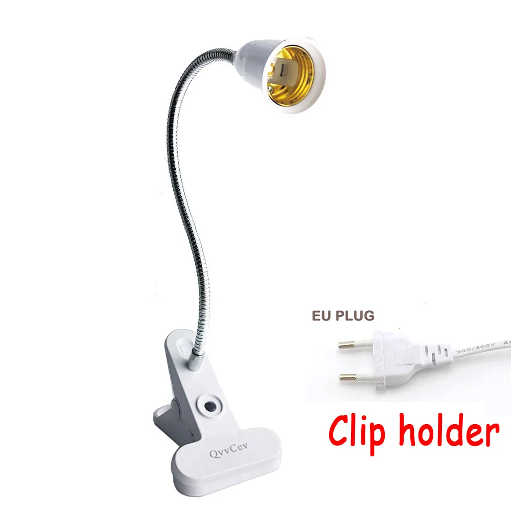 1 head EU plug E27 гибкий держатель для цоколя для настольного стола с зажимом E27 Цоколь Светодиодная лампа для книги, лампы для выращивания 360 держатель для ЕС, США, Великобритании Заглушки для выключения - Цвет: 1 head EU plug