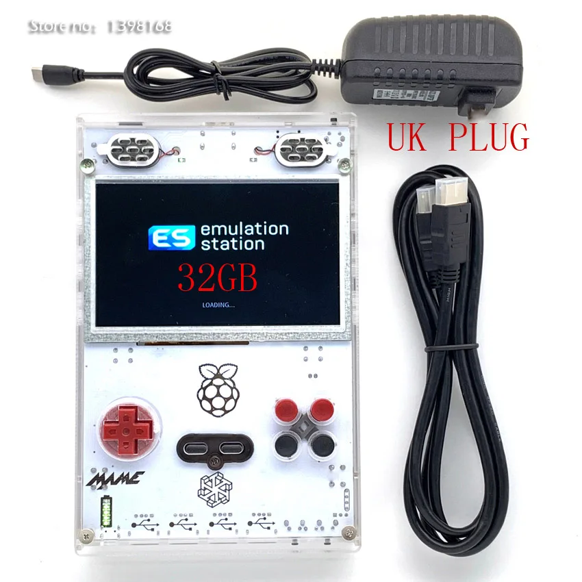 32g UK PLUG 5,0 дюймов HD ips экран портативная игра с Raspberry pi Compute Module 3 Lite игровая консоль DIY настольная игра - Цвет: 32g UK PLUG