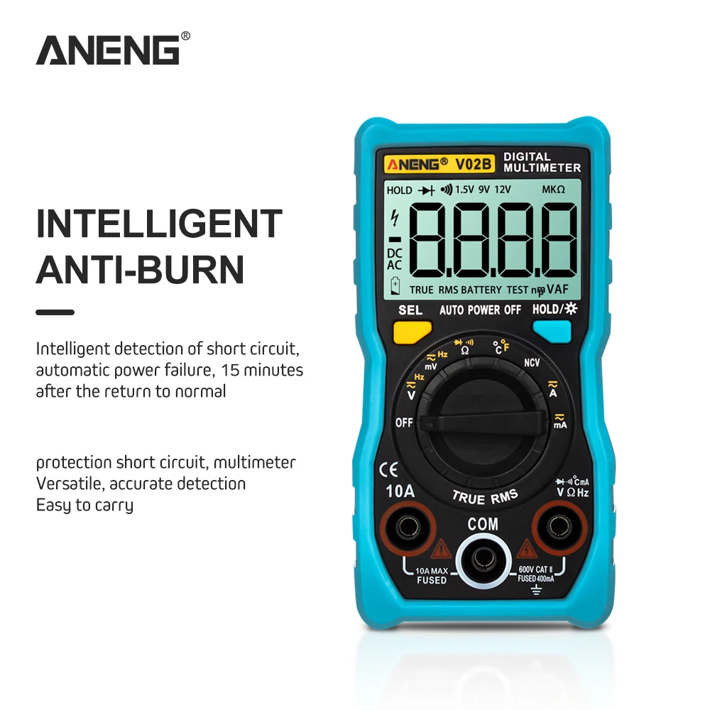 ANENG V02B 4000 отсчетов Цифровой мультиметр Высокоточный Автоматический диапазон True