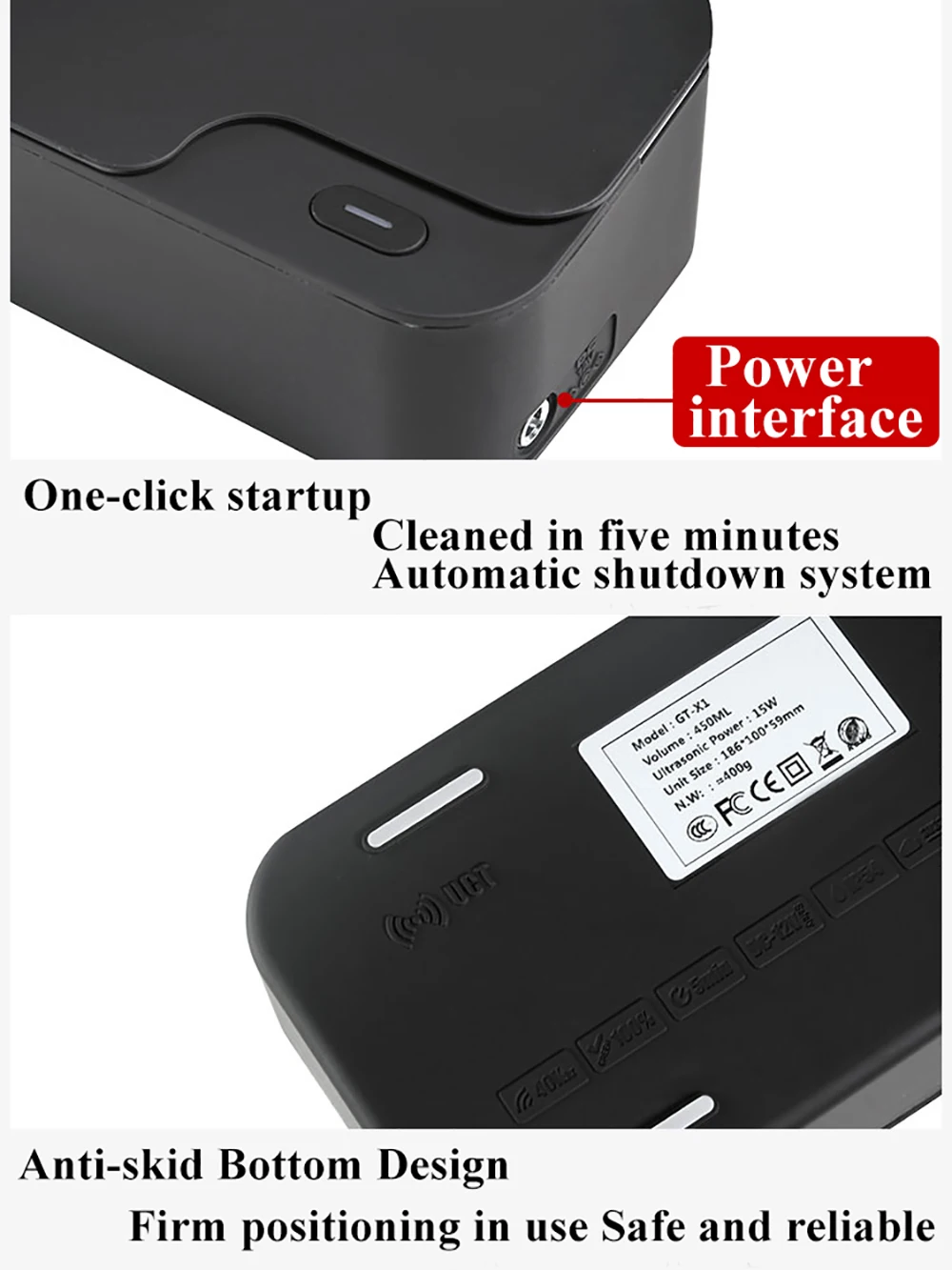 GT sonic X1 мини Ультра звуковой очиститель 450 мл 40 кГц 15 Вт машина для чистки ювелирных очков интеллектуальное управление Ультра звуковой очиститель для ванны