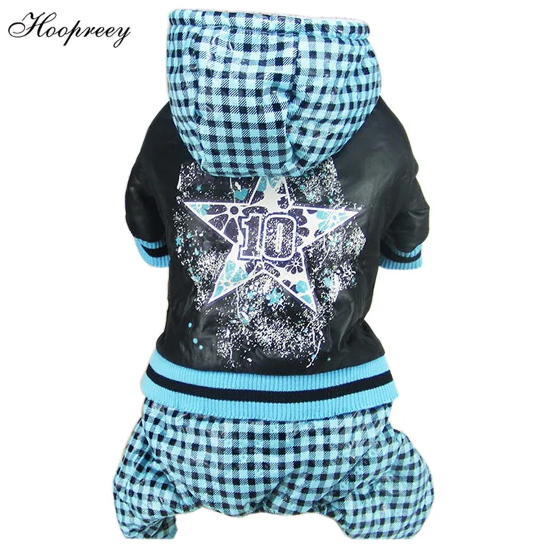 Новинка зимние теплые комбинезоны одежда для домашних животных собак синий цвет