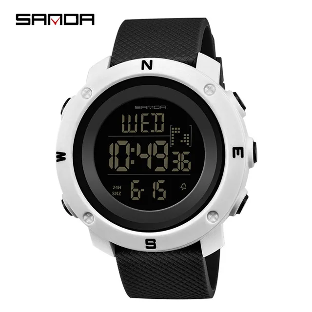 Men White-Black SANDA мужские спортивные цифровые часы для мужчин и женщин часы для влюбленных Relogio Masculino часы с хронографом модные уличные водонепроницаемые - Цвет: Men White-Black
