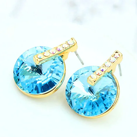 

ANNGILL Noble Romantic Crystals from Swarovski Jewelry Luxury Round Shape Wedding Stud Earrings For Women Top Quality Party Gift