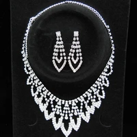 6 pcs gorgeous bridal wedding jewelry rhinestones crystal necklace earrings set
