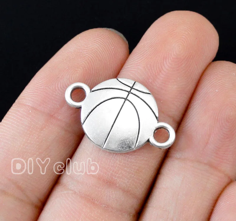 60pcs античный Серебряный баскетбольный соединитель Подвески 24x16 мм|connector