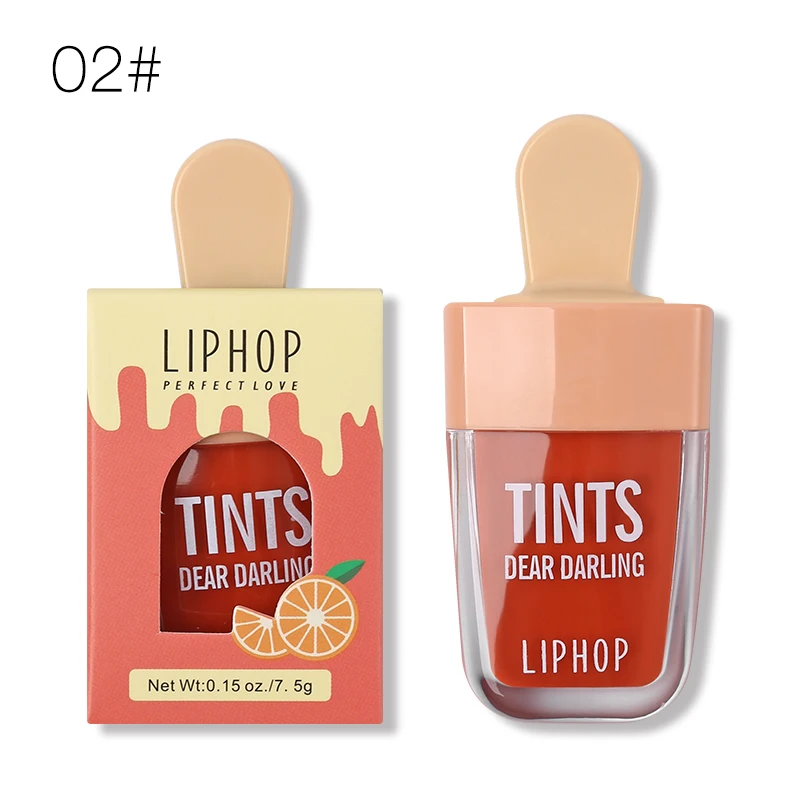 LIPHOP, 5 цветов, мороженое, тинт для губ, стойкая жидкая губная помада, водостойкая губная помада, губная помада, матовый блеск для губ, тату, макияж - Цвет: 02
