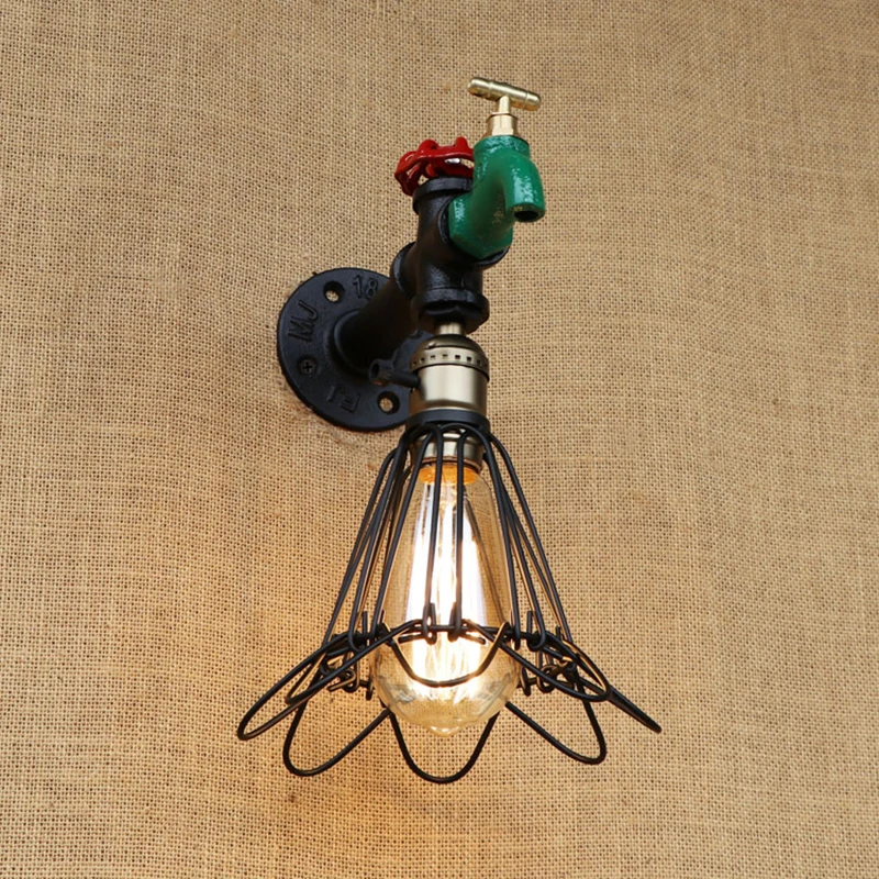 Американская винтажная настенная лампа комнатное освещение железные