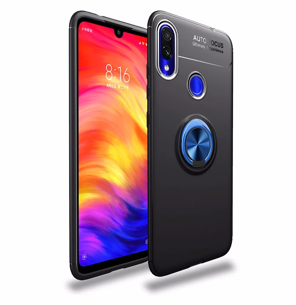 Силиконовый чехол для Xiaomi Redmi Note 7 Чехол броня кольцо-держатель на палец для мобильного Мягкий Бампер задняя крышка для Xiaomi Redmi 7 Pro чехол для телефона чехол s