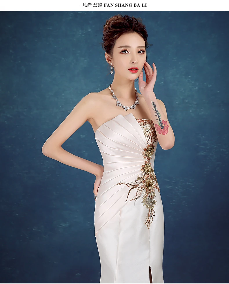 2017 Bridesm soft silk Celebrity Dresses trailing Fish tail Evening Slim Highlight temperament party Dress summer | Свадьбы и