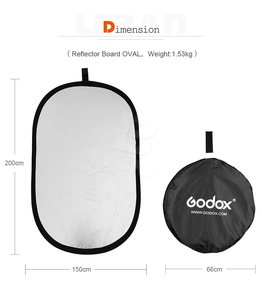 Godox 2-в-1 150*200 см Портативный Овальный многодисковый отражатель, складной для фотографии в студии фото Камера рассеиватель освещения для студийной фотосъемки