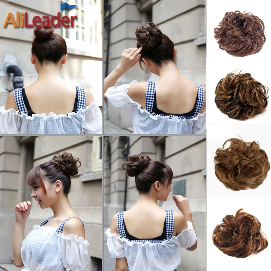 Alileader Для женщин резинкой хвост Синтетический волос булочка вьющиеся Updo пончик