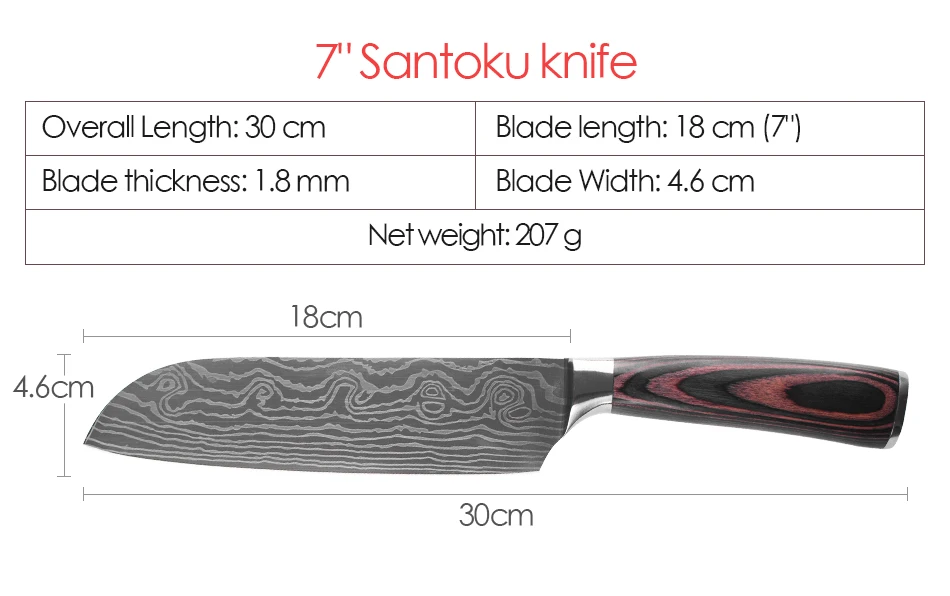 4 в 1 высокое качество поварские Ножи Имитация дамасской стали Santoku кухонные ножи острые фрукты овощи мясо кухонные ножи