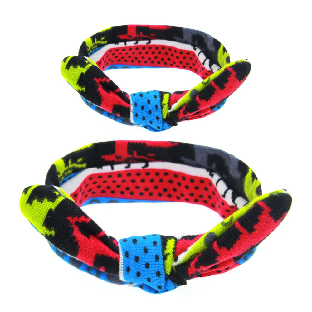 ADOMI 2Pcs/set Mom Baby Matching Leopard Cotton Printing Bow tie Headband Women Infant Kid Rabbit Ear Hair Accessories |