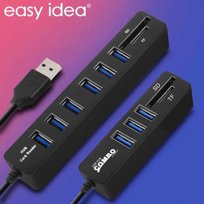 Usb-хаб 3/6 портов USB 3,0 концентратор Высокоскоростной Мульти USB разветвитель 2 в 1 2,0 хаб несколько usb3.0 концентратор SD/TF кард-ридер для ПК ноутбука