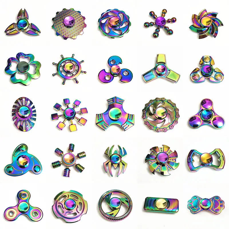 

Free DHL Rainbow Heptagonal Hand Spinner fidget Zinc Alloy Metal fidget spinner metal bearing edc finger Spinner Hand SZJD