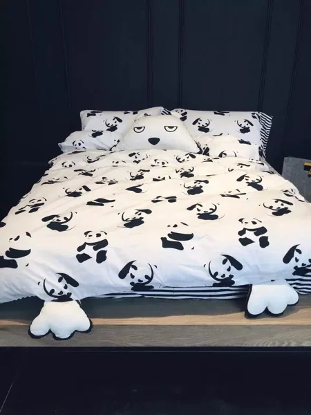 Горячая Распродажа 100% хлопок черно белый 4 шт постельных принадлежностей панда
