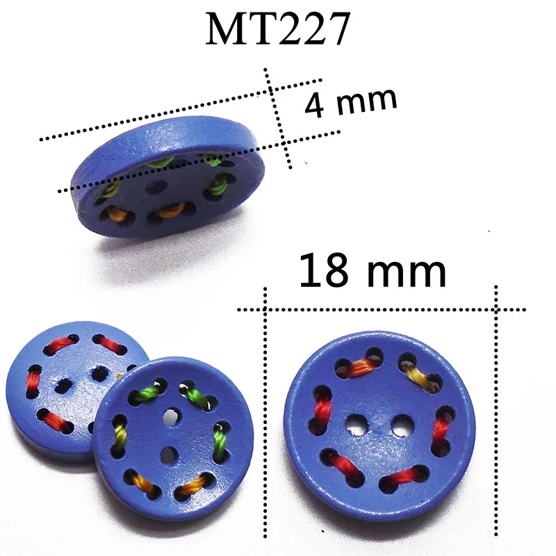MT227-blue ZIEENE, 5 шт., 10 шт., 20 шт., 30 шт., разноцветные нитки, большие круглые деревянные пуговицы, сделай сам, для шитья, скрапбукинга, дерево для одежды, обуви - Цвет: MT227-blue