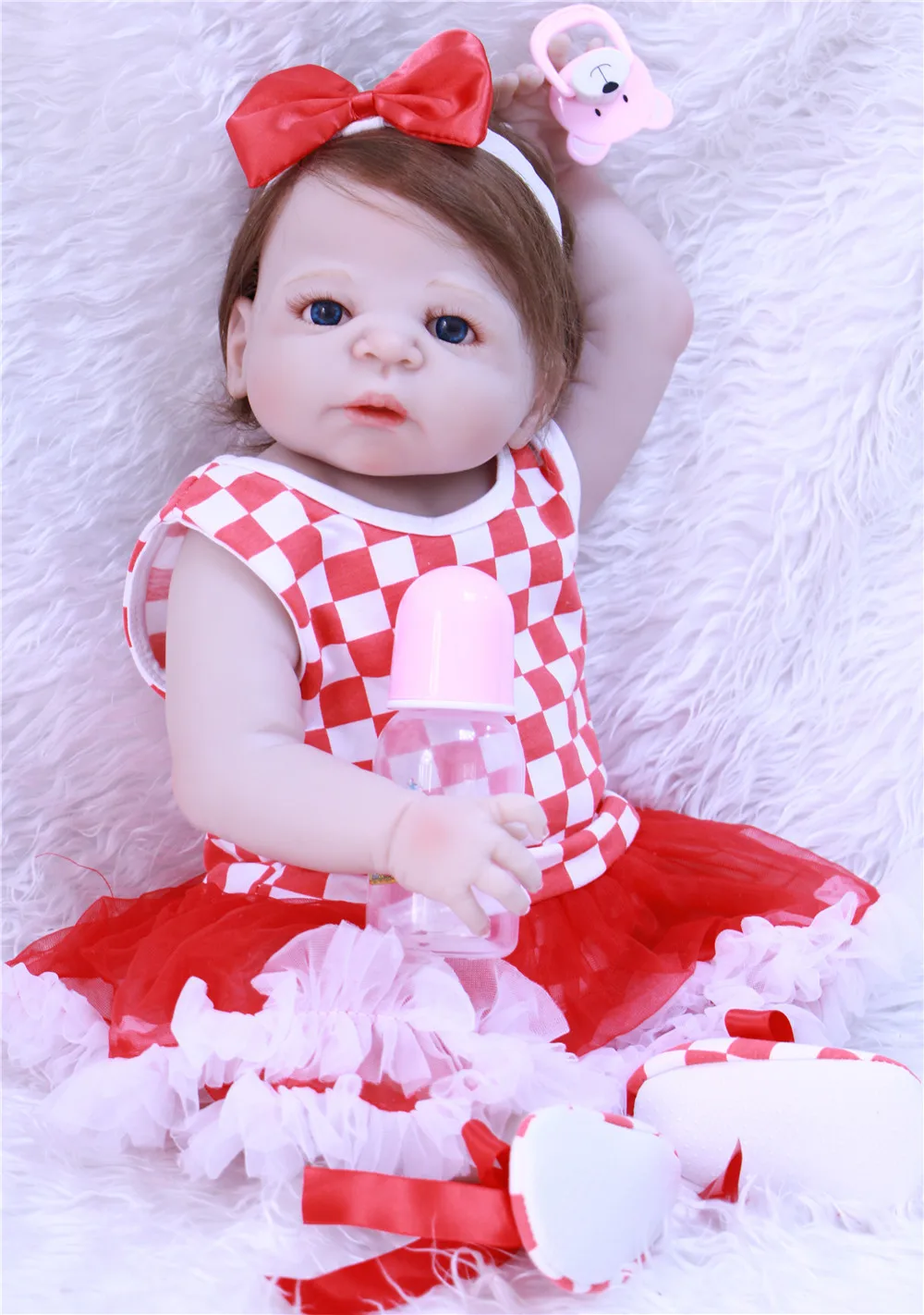 Фото Реборн DollMai 23 дюйма игрушки для детей подарок силиконовые куклы с полным телом
