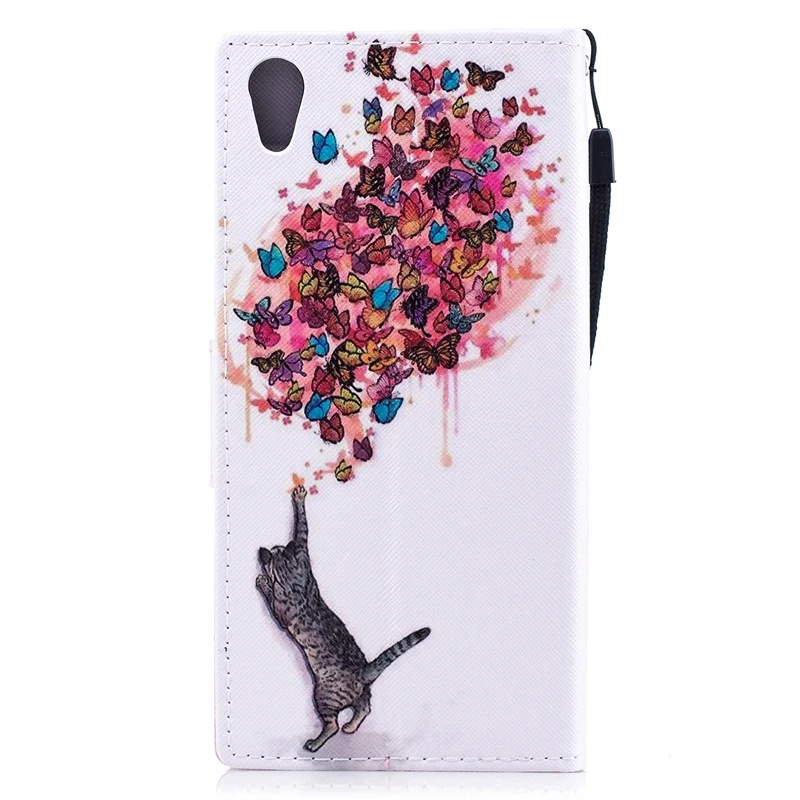 Чехол книжка с откидной крышкой для Sony Xperia XA1 Ultra Cute Cat Flamingo кожаный чехол Бумажник
