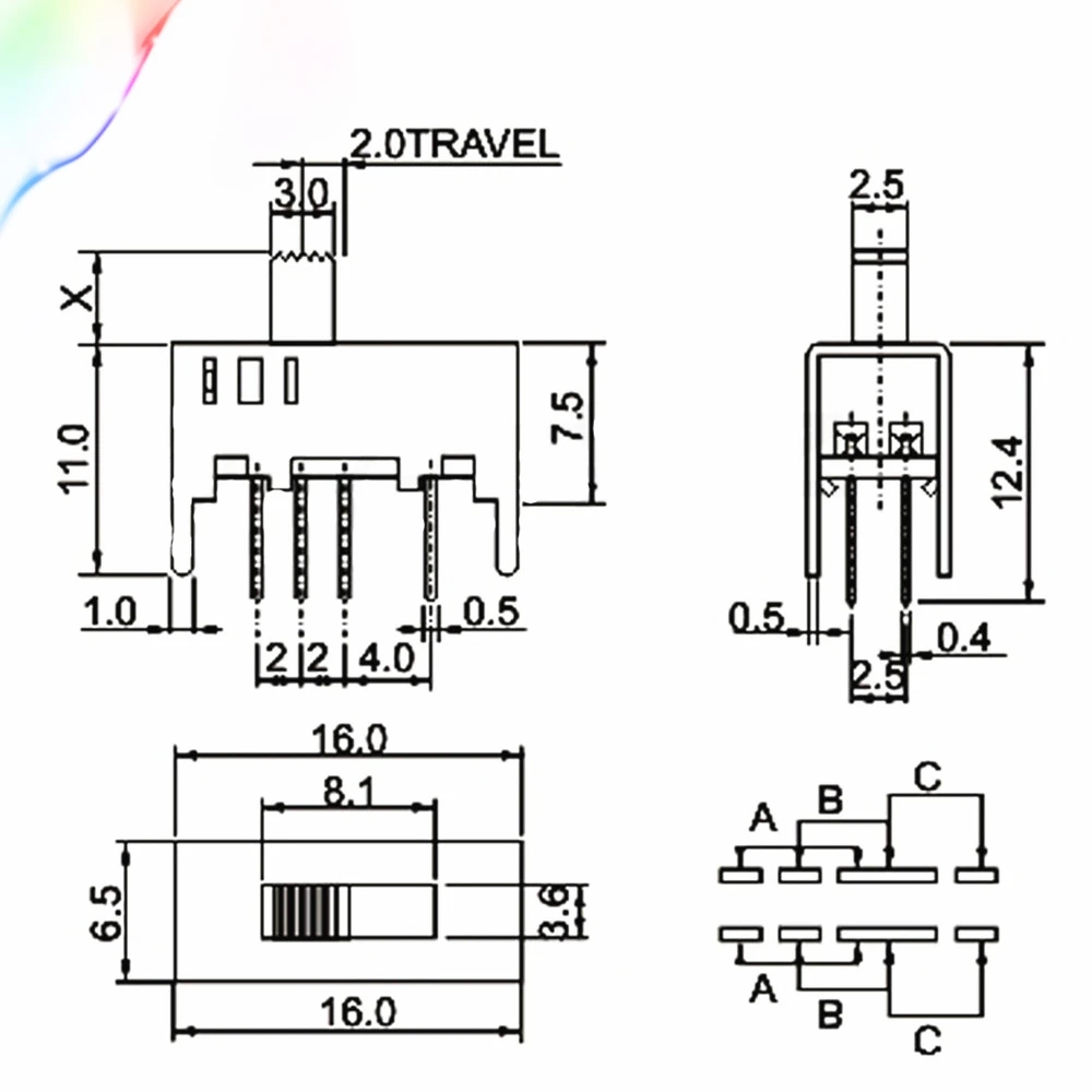 20 шт. Бесплатная доставка SS 23D03 G5/G7 2P3T 3 х позиционный 8 Pin мини горизонтальный