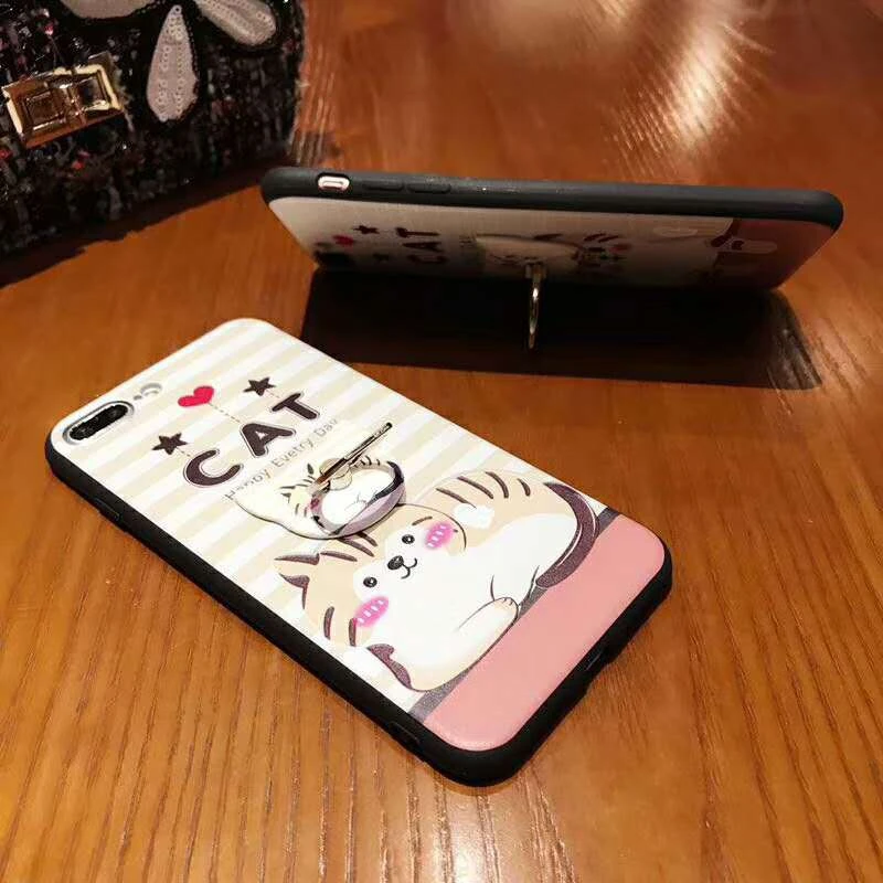 Чехол для телефона HOCAYU с милым 3D принтом кота и кольцом-держателем IPhone 6s 6plus 7 7plus 8