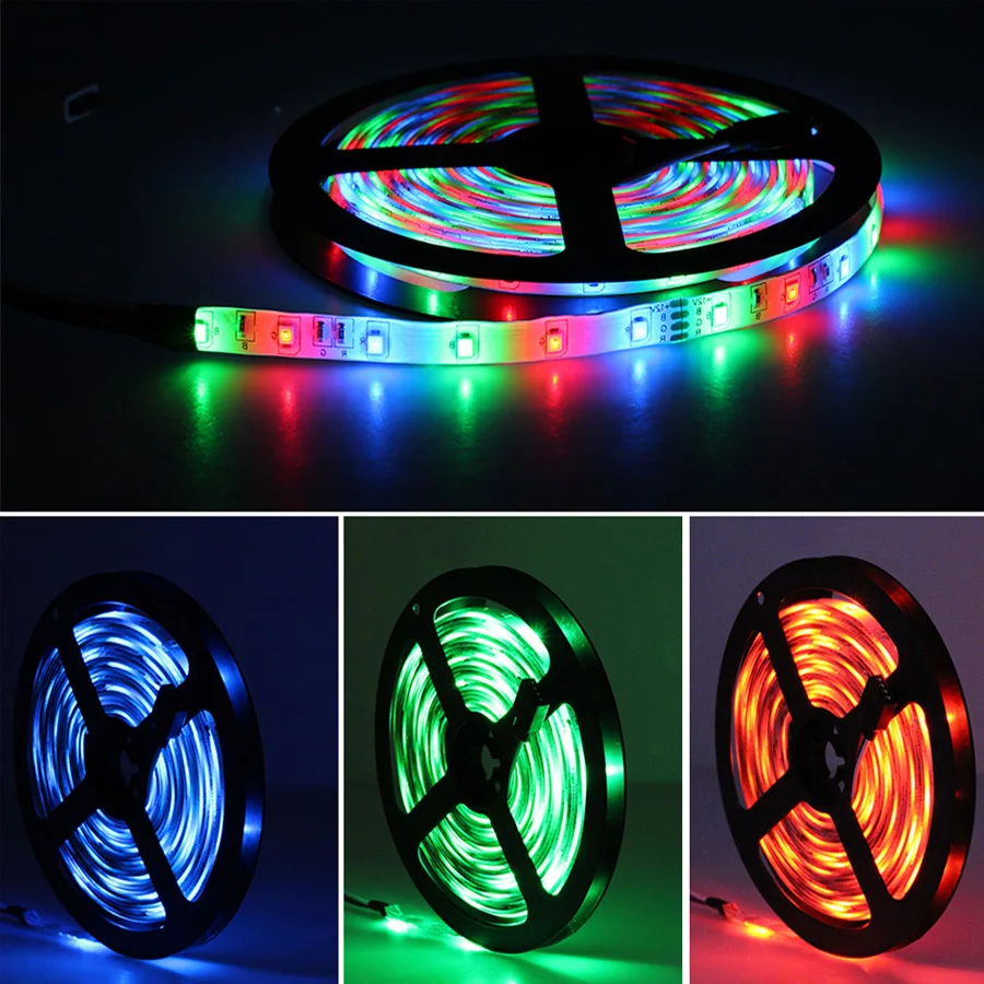 10 м RGB Светодиодная лента светильник 2835 водонепроницаемый SMD RGB 5 м 15 м светодиодный Диод с гибкой лентой+ контроллер 44 клавиши+ блок питания 12 В постоянного тока