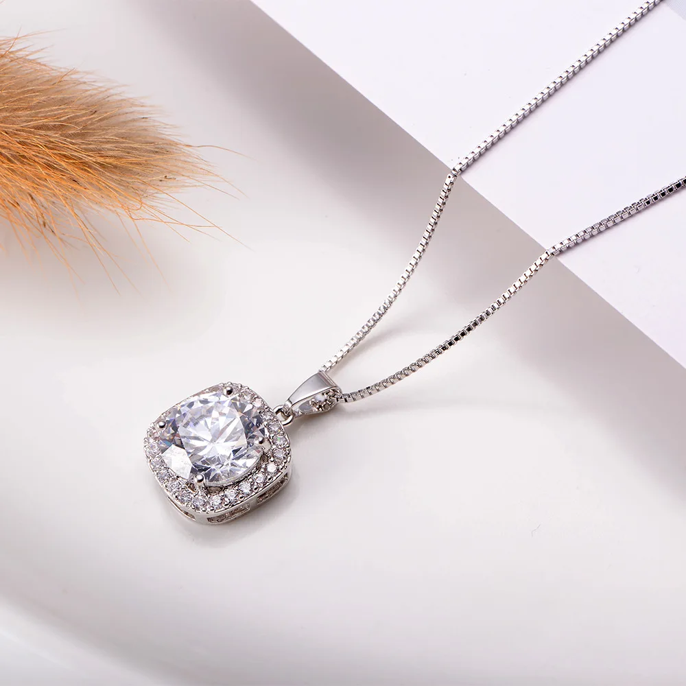 Мода simple18K покрытием Серебряный круг циркон кулон ожерелье Дикий вечерние костюм колье ювелирные изделия