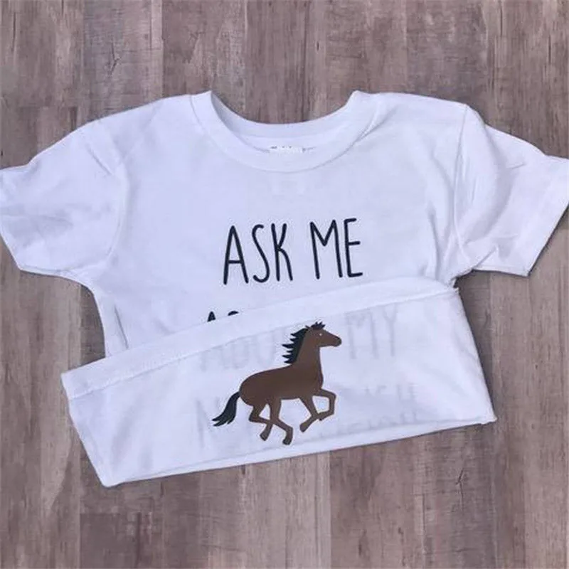 Футболка с надписью Лошадь для новорожденных мальчиков и девочек|Тройники| |