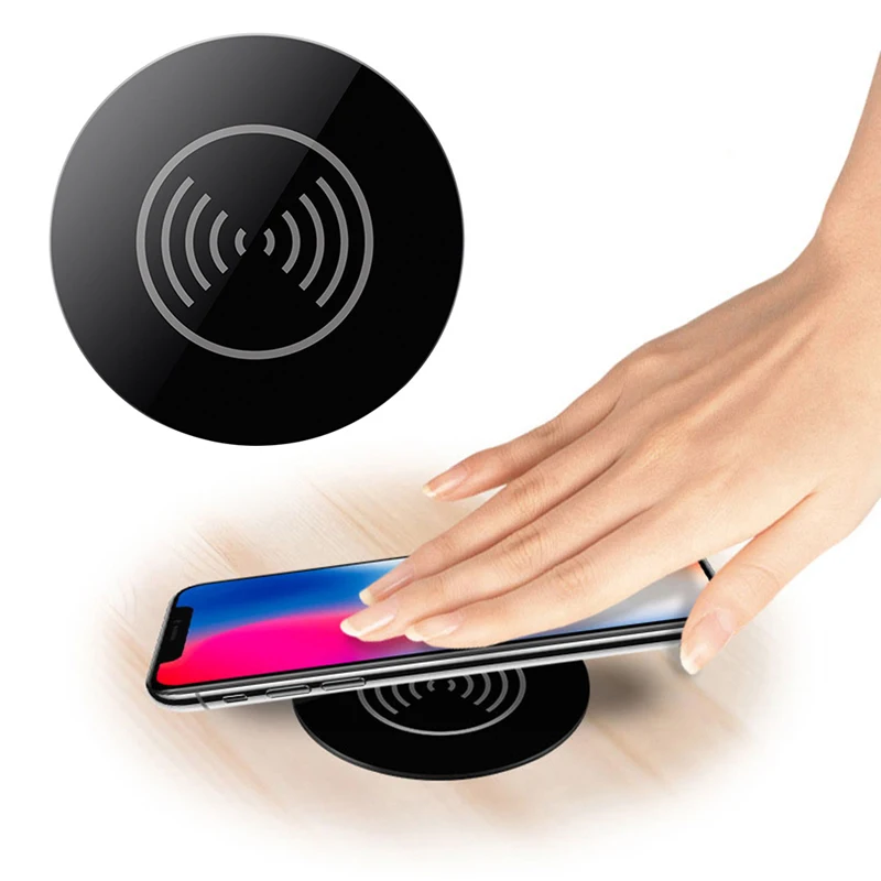 

Universal Qi Wireless Charger For iPhone 13 12 11 MaXS Samsung Z Fold 2 3 Furniture Office Table Desk Mounted Quick Charging Pad