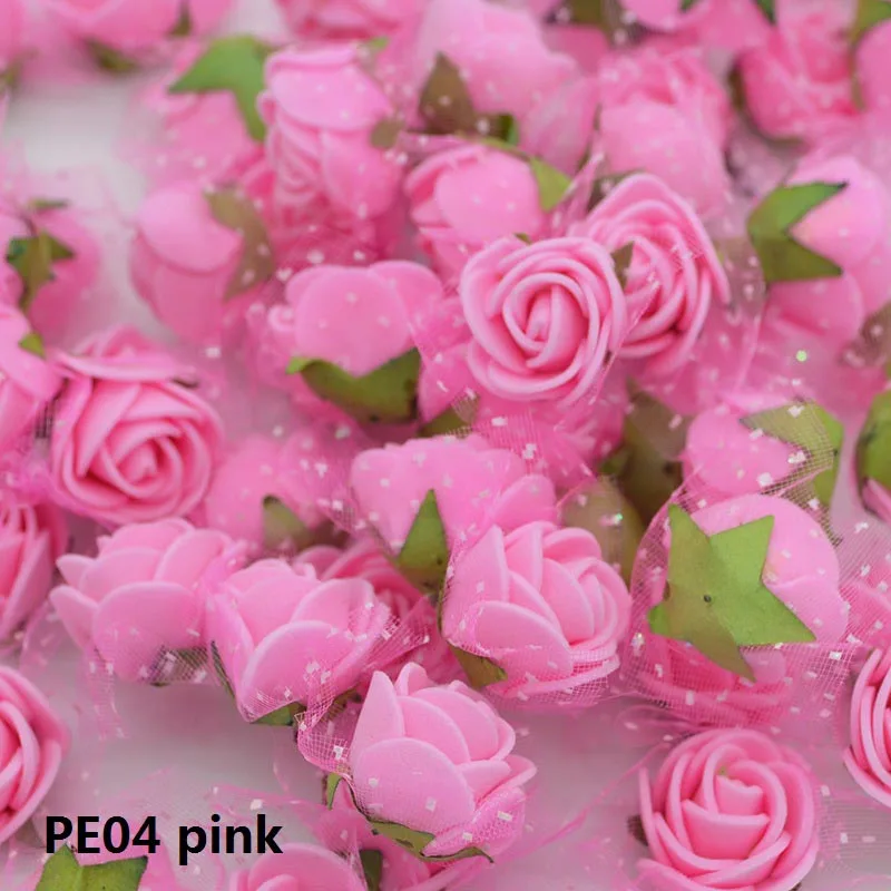 50/100 шт 2 см мини ПЭ пена цветок поддельные искусственные розы для DIY ручной работы Свадебная вечеринка Декор Скрапбукинг ремесла Подарочная коробка 8Z - Цвет: PE04 pink