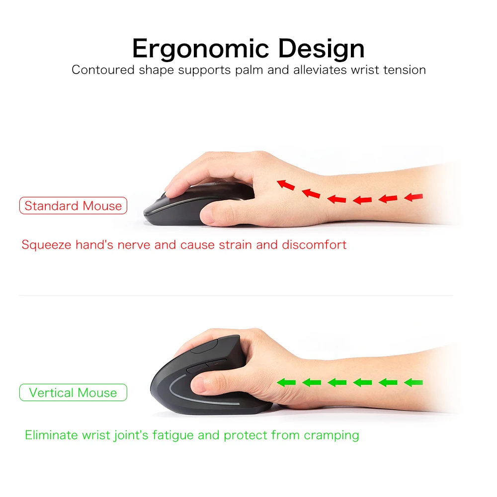 Вертикальная мышь USB эргономичная оптическая высокоточная регулируемая 800 3200