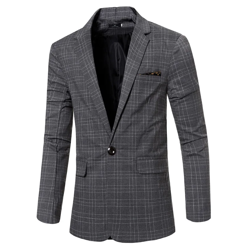 Мужской повседневный Блейзер на одной пуговице осень и зиму 2020 приталенный