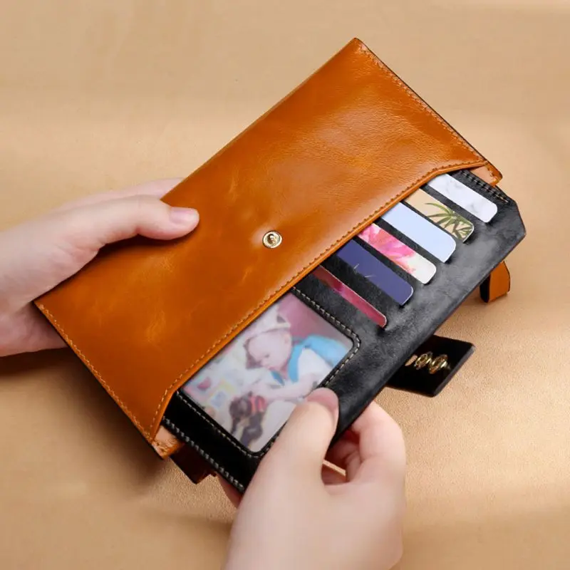 Для женщин дамы повседневное RFID Блокировка Клатч кожаный бумажник длинный держатель для карт Телефон Сумка Чехол Сумочка