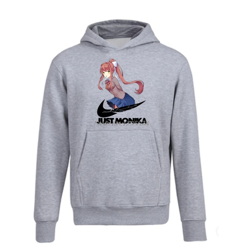 Толстовка с капюшоном Just Monika Doki Literature Club для мужчин и женщин с принтом Аниме Толстовка с капюшоном в стиле хип-хоп куртки толстовки Хлопок Уличная