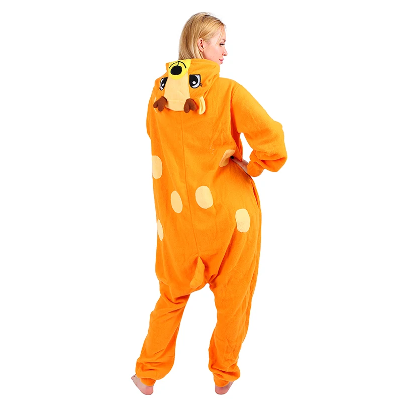 Женские флисовые пижамы женские с капюшоном кигуруми милым оленем пижамные