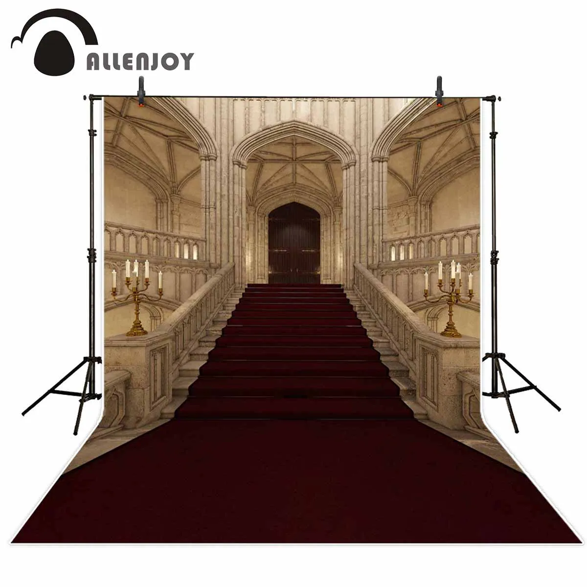 Фон для фотосъемки Allenjoy сказочный дворец красный ковер Лестница дверь фон