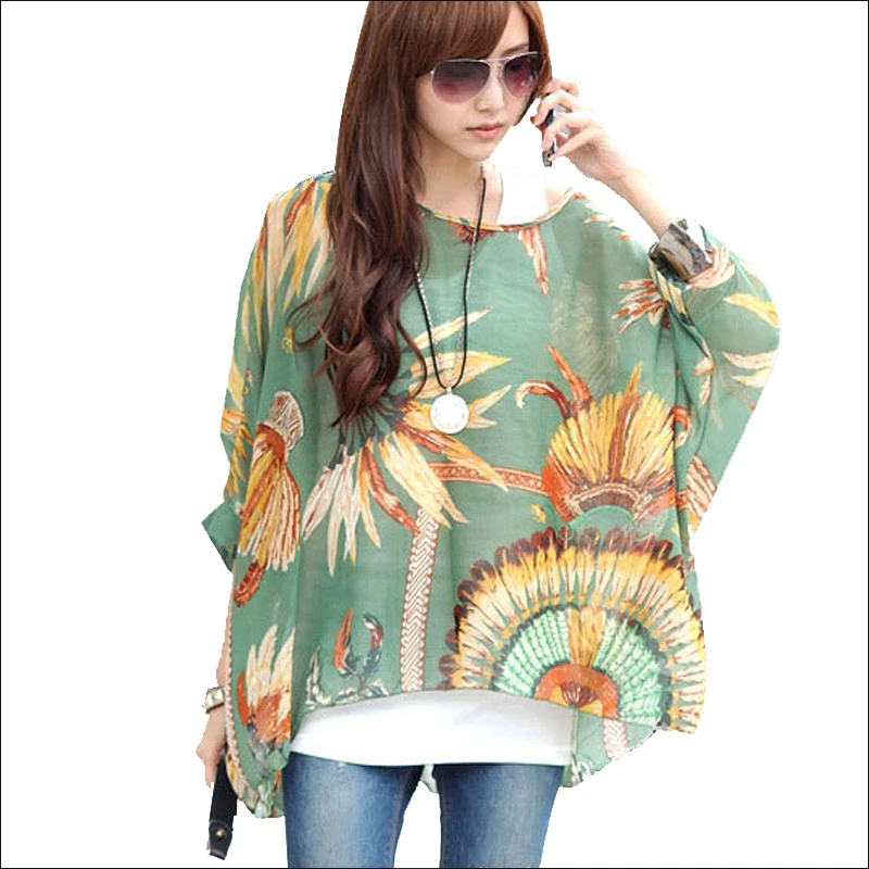 Женская шифоновая блузка с рукавом летучая мышь|blusas plus|blusas stylewomen blouses |